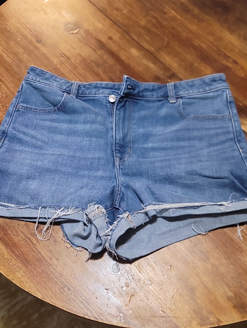 American Eagle Outfitters Blue Frayed Hem Denim Shorts